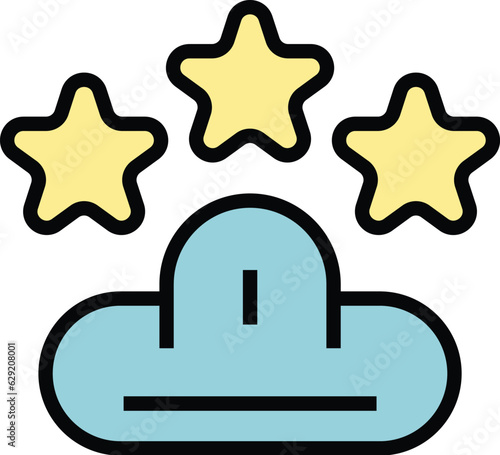 Data cloud icon outline vector. Computer upload. System storage color flat