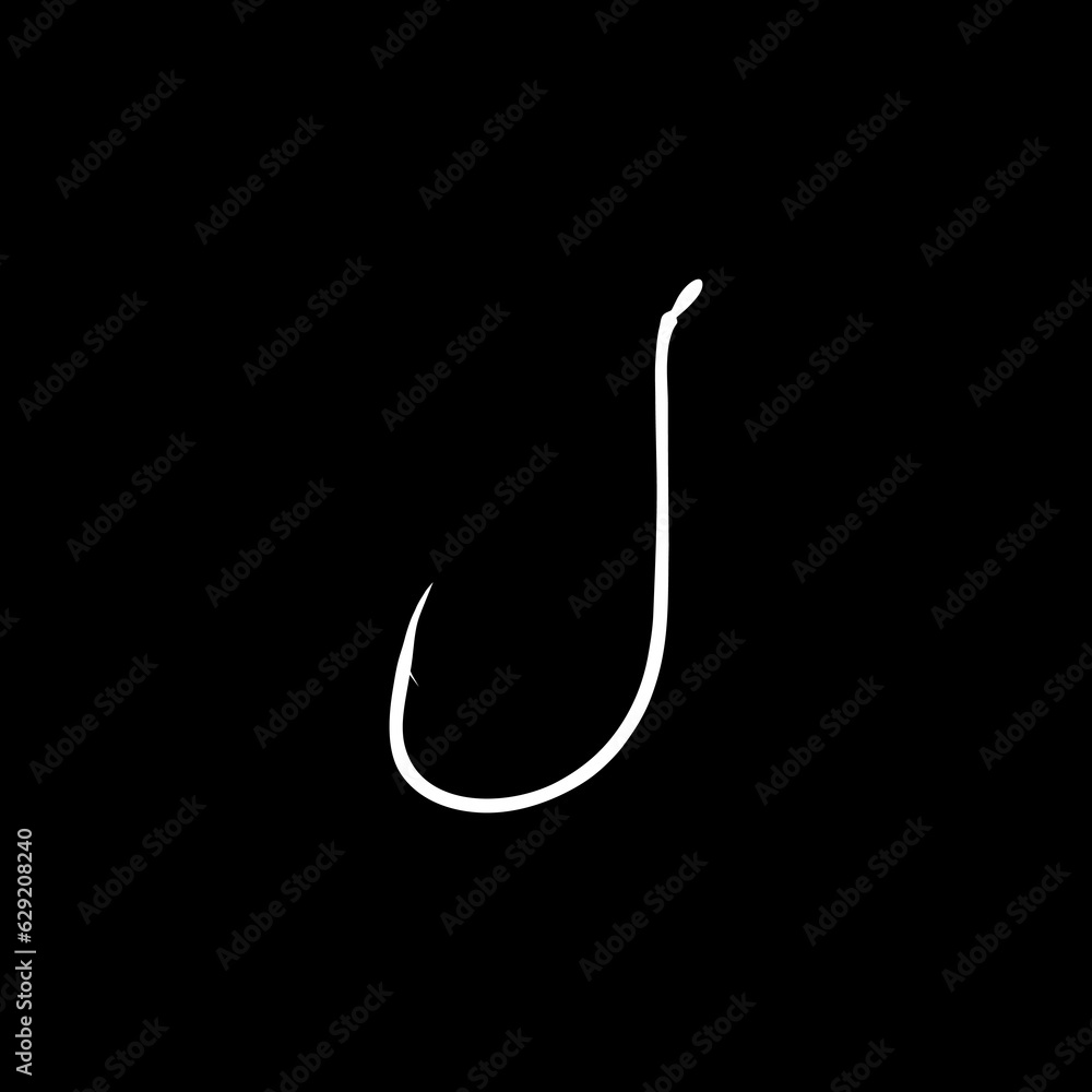 Fish Hook Silhouette for Art Illustration, Icon, Symbol, Apps, Website, Pictogram, Logo Type, or Graphic Design Element. Vector Illustration Fish Hook Silhouette for Art Illustration, Icon, Symbol, Apps, Website, Pictogram, Logo Type, or Graphic Design Element. Vector Illustration