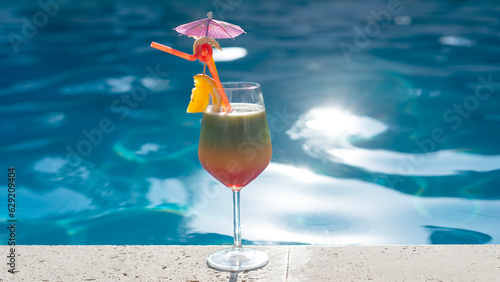 cocktail glass at the swimming pool