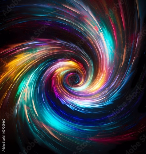 An abstract representation of space-time warp showing a whirlwind of colors No 2