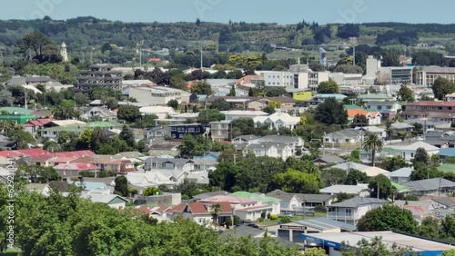 Aerial: Town of Wanganui, New Zealand photo