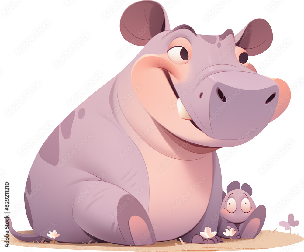 Naklejka premium Majestic Hippopotamus Captivating Moments in the River