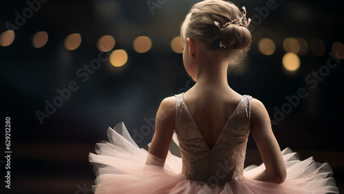 Foto ballerina in the dark of the stage. Generative AI