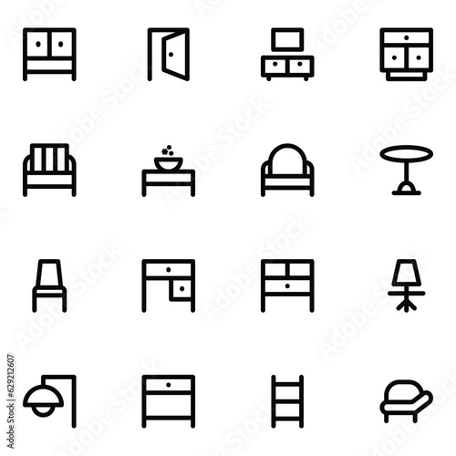 Pack of Furniture Bold Line Icons