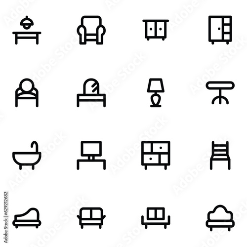 Pack of Household Bold Line Icons

