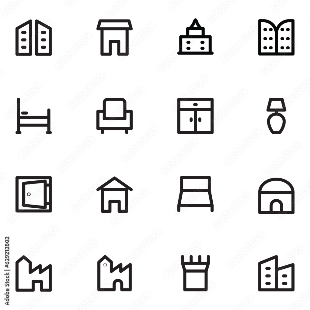 Pack of Architectures and Interior Bold Line Icons
Pack of Architectures and Interior Bold Line Icons