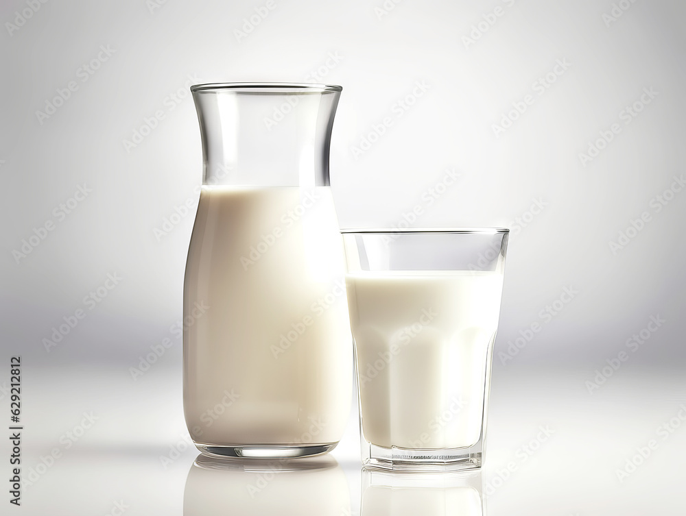 Two glasses of milk on a white background. Two glasses of milk on a white background.