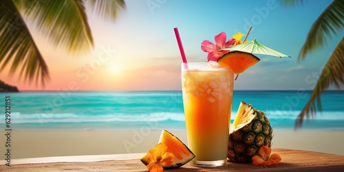 Summer drink on the tropical beach