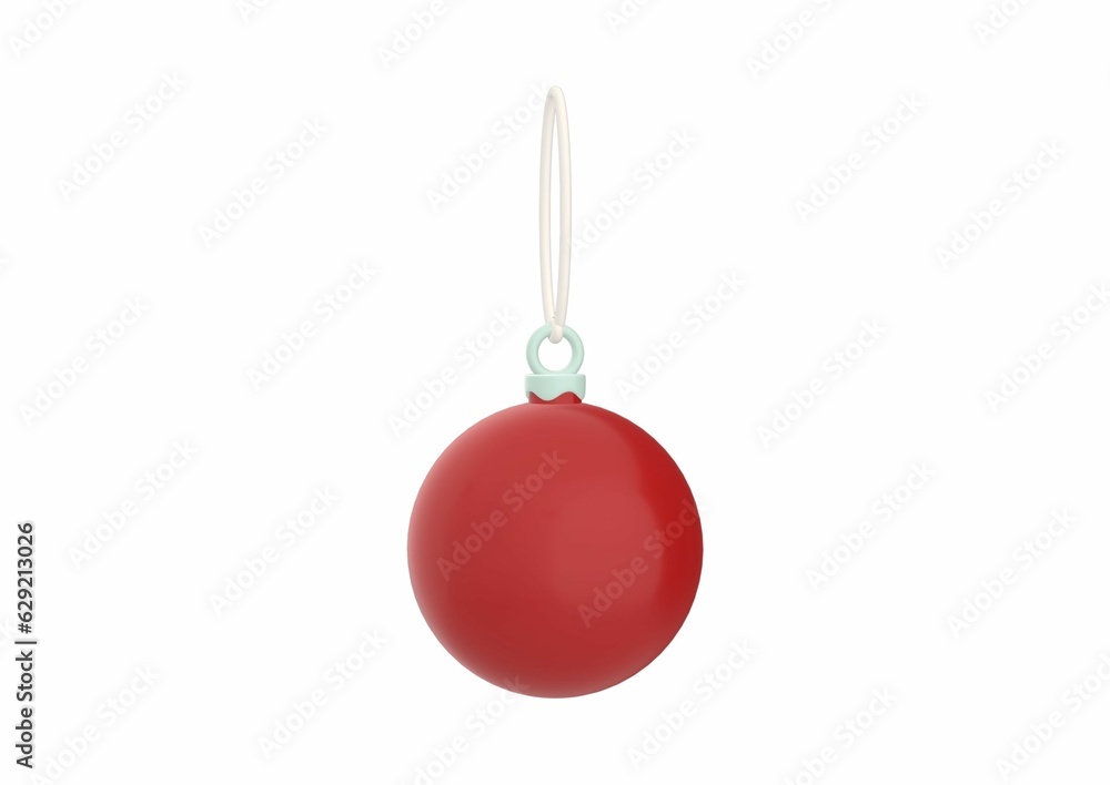 3D render of a red Christmas bauble ornament on the white background 3D render of a red Christmas bauble ornament on the white background