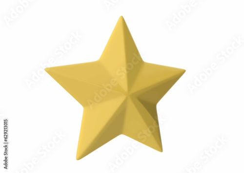 3D render of a yellow bright star isolated on the white background