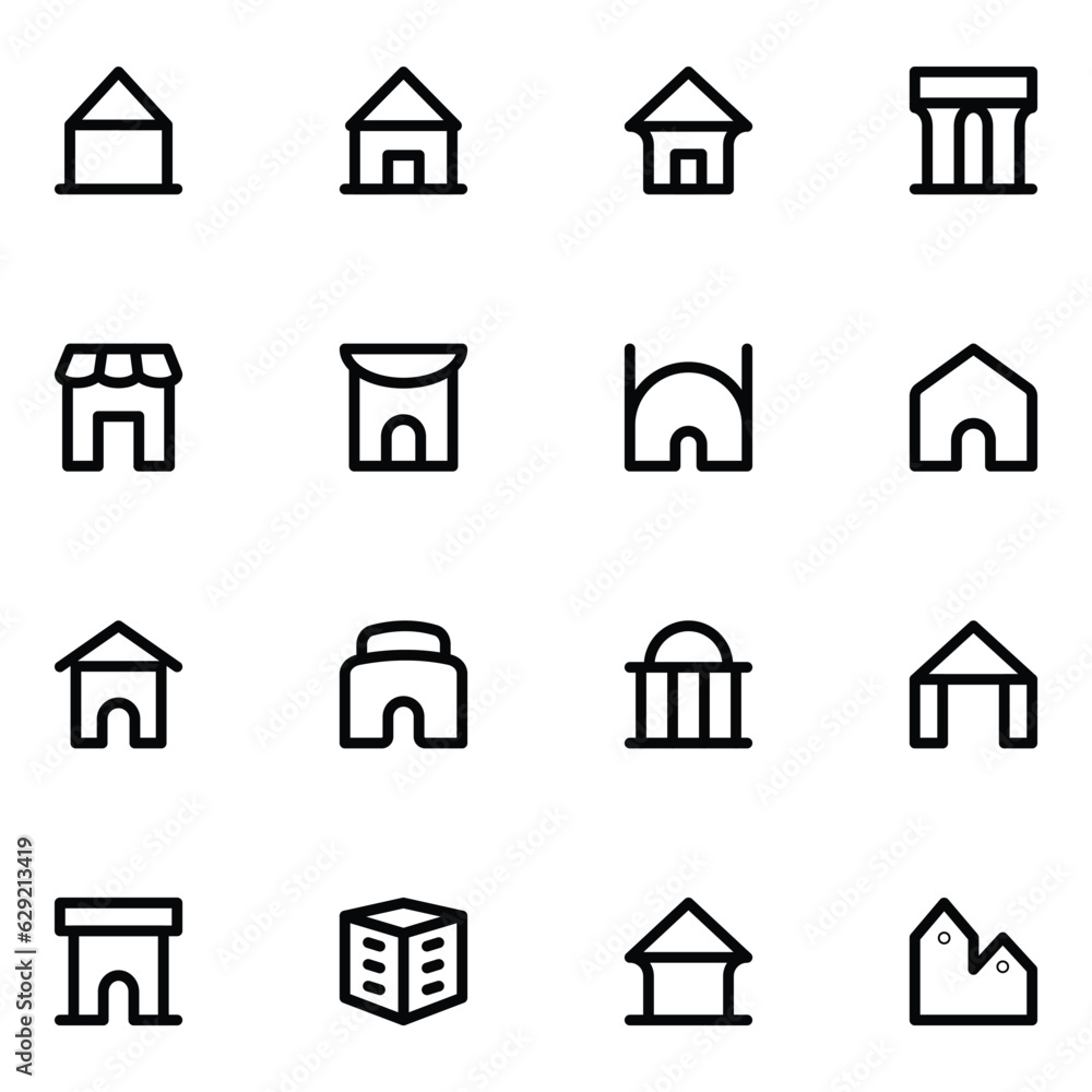 Bold Line Buildings and Construction Vector Icons
Bold Line Buildings and Construction Vector Icons