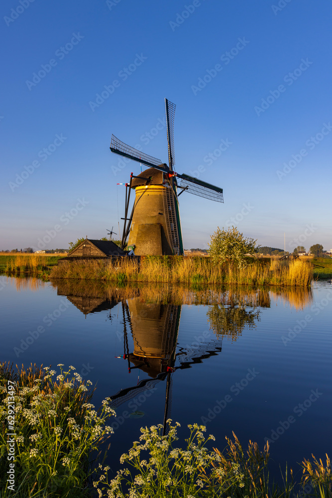 Traditional Dutch windmills in Kinderdijk - Unesco site, The Netherlands