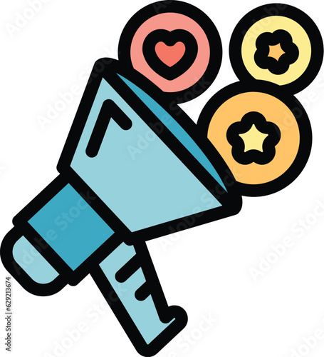 Influence loudspeaker icon outline vector. Media content. Share digital color flat