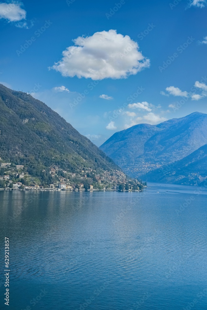 Como city in Italy, view from the lake