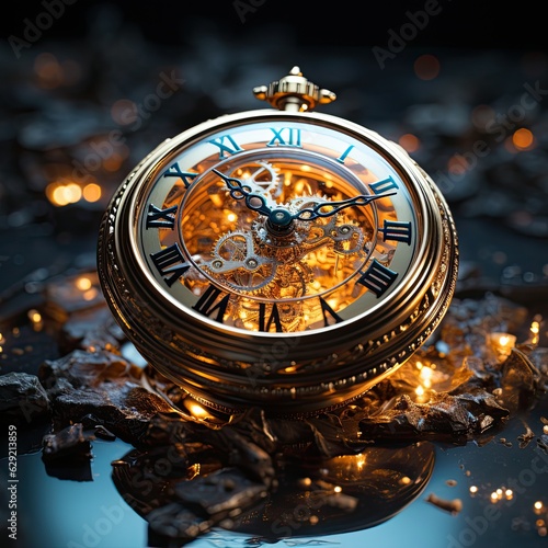 Fototapeta Artistic representation of the passage of time and clock