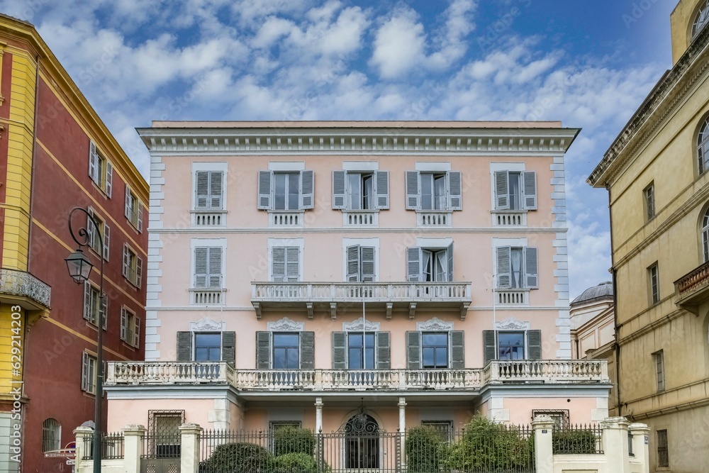 Obraz premium Ancient colorful houses in the historic center of Ajaccio, Corsica.