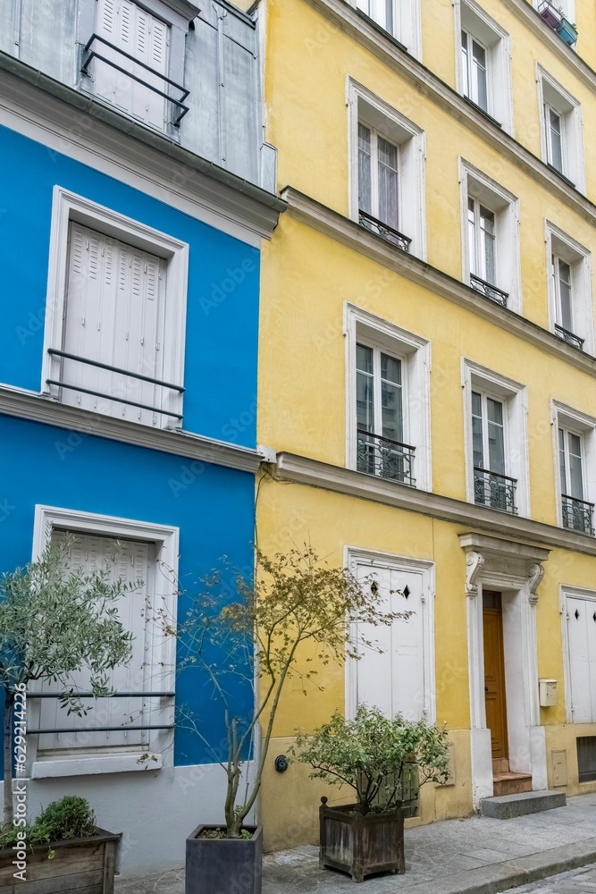 Paris, colorful houses rue Cremieux