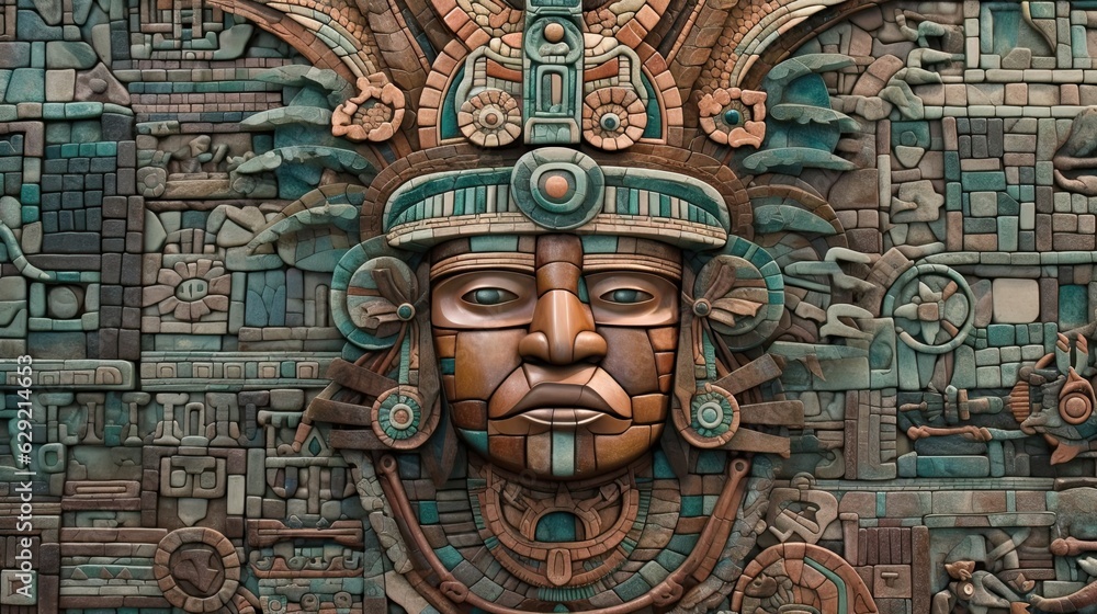 Obraz premium Technological background of ancient alien robot. Generative AI
