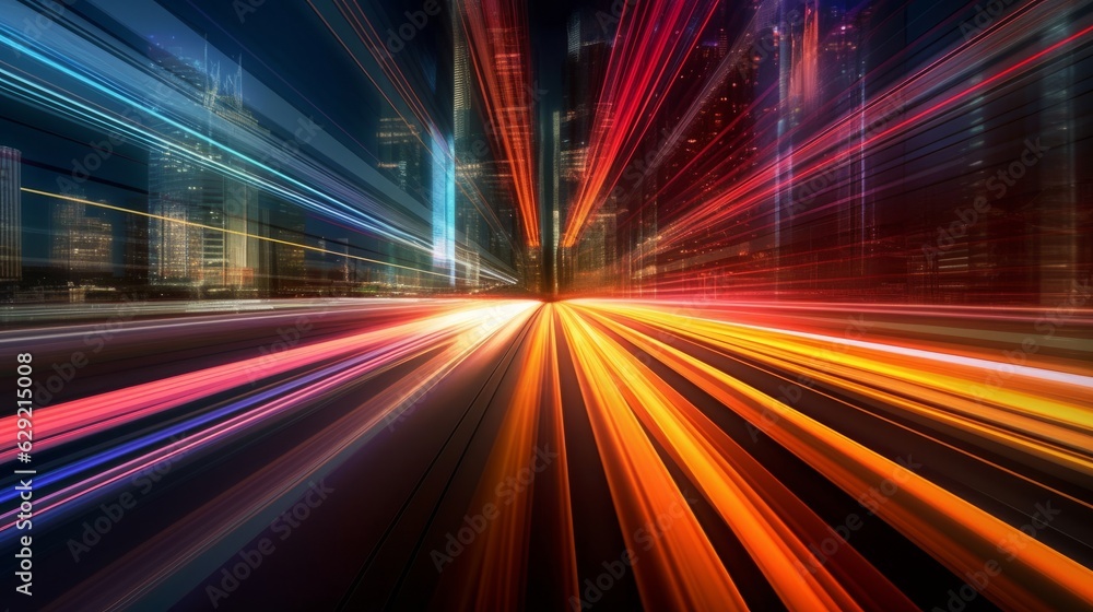 Light trails on the modern building background Light trails on the modern building background