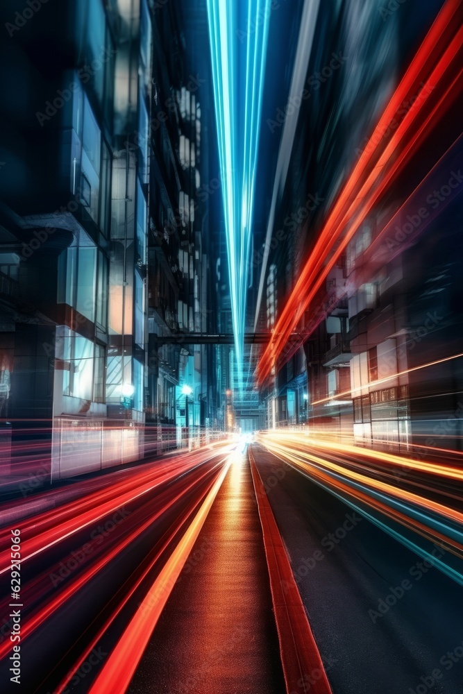 High speed motion blur in the city. Concept of fast speed.