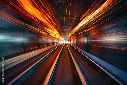 Railway in tunnel with motion blur effect. Abstract background for your design © Angus.YW
