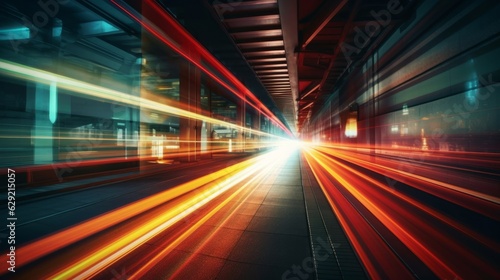 Traffic in modern city at night. motion blur effect abstract background