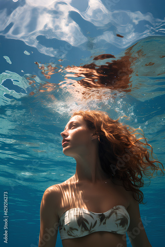 woman in bikini enjoying summer under water © EvhKorn