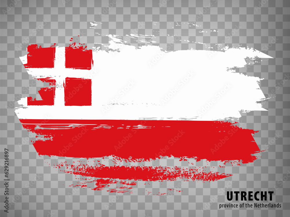Flag of Utrecht brush strokes. Flag of Province Utrecht on transparent