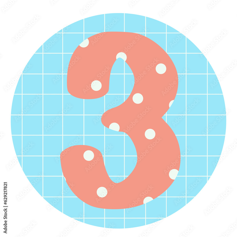 Number in polka dot pastel element Number in polka dot pastel element