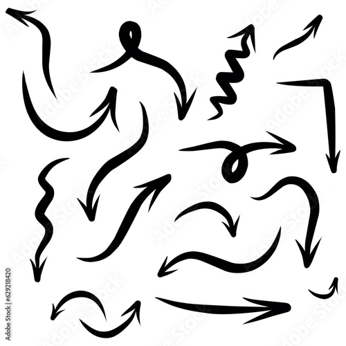 Set of hand drawn arrows, rough waypoints on a white background EPS Vector