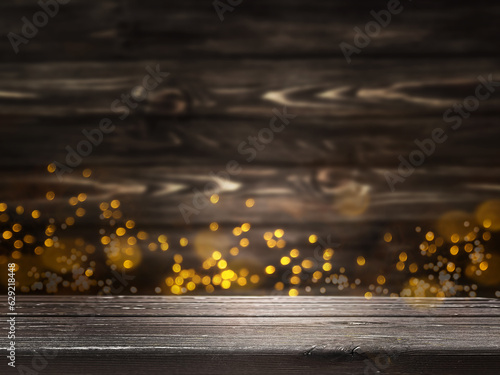 Blurred wooden background with bokeh