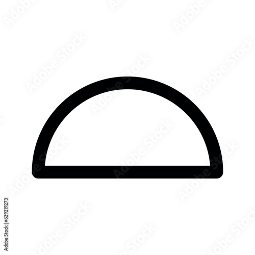 Illustration vector graphic icon of Half Circle. Outline Style Icon. Shape Themed Icon. Vector illustration isolated on white background. Perfect for website or application design.