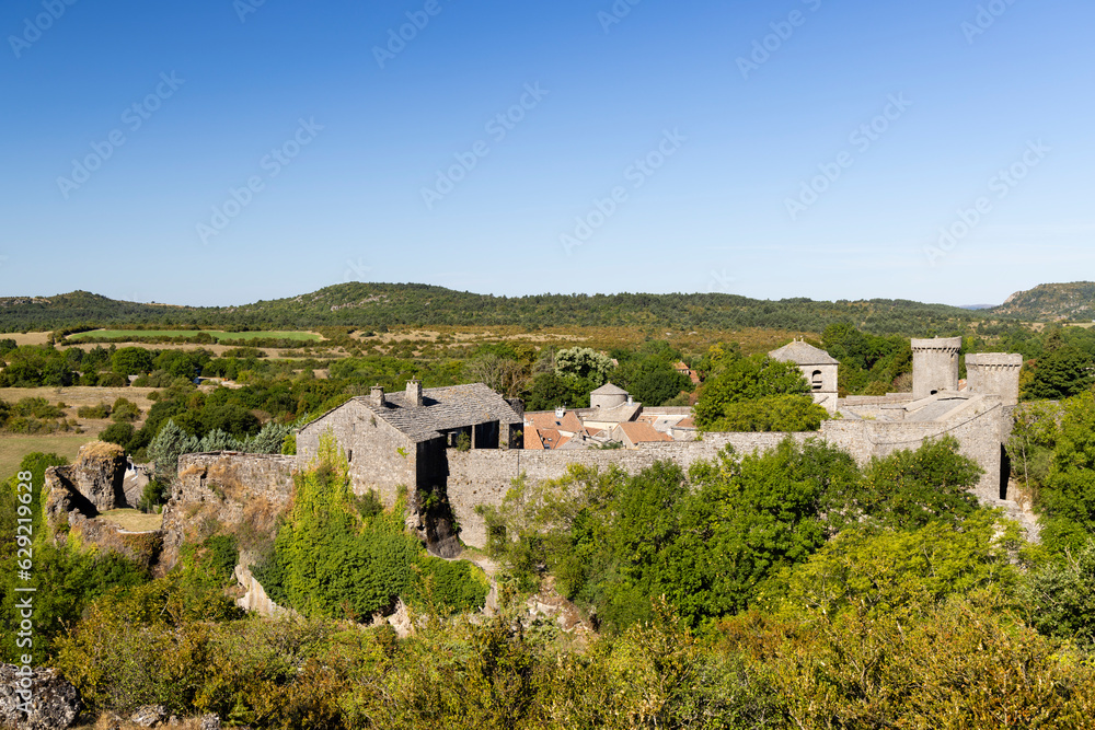 View of the medieval village of La Couvertoirade in Larzac, Aveyron, France