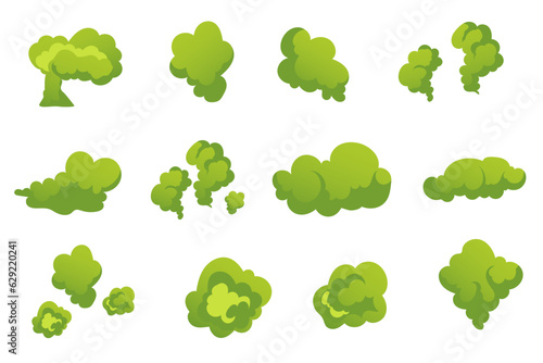 Smell cloud stink poison smoke gas isolated set concept. Vector graphic design illustration