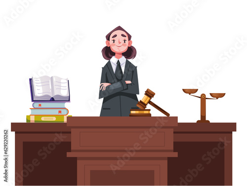 Court law lawyer judge courtroom justice concept. Vector graphic design illustration