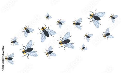 Fly mosquito bite insect pest abstract banner concept. Vector graphic design illustration
