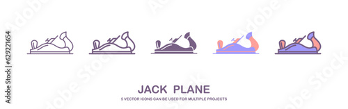 Wood plane icon in filled, thin line, outline and stroke style. set of a wood plane vector icons designs. isolated on white background. can be used for mobile, ui, web