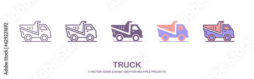 rigid dump truck vehicle construction icon. Illustration of a haul truck or rigid dump truck used for mining and heavy-duty construction environments. isolated on white background.