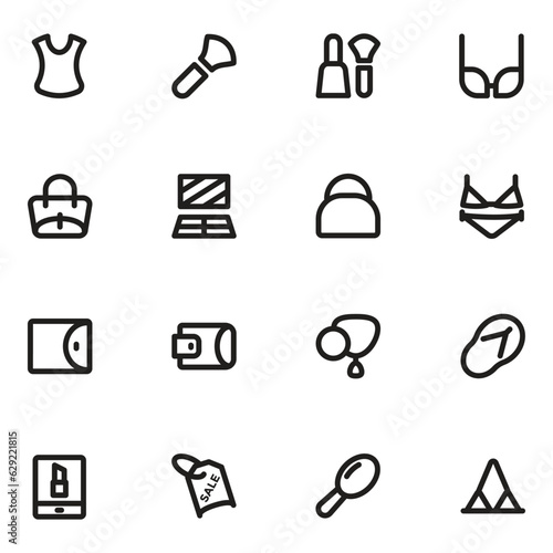 Cosmetics and Garments Bold Line Icons