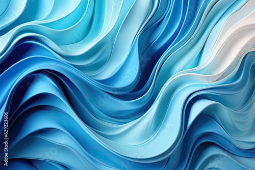 Colorful blue watercolor wave line pattern background. Generative AI © Wasin