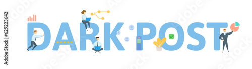 Dark Post. Concept with keyword, people and icons. Flat vector illustration. Isolated on white.