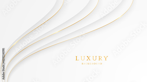 White background with elegant golden lines, use for template or cover. Elegant premium white background. vector illustration
