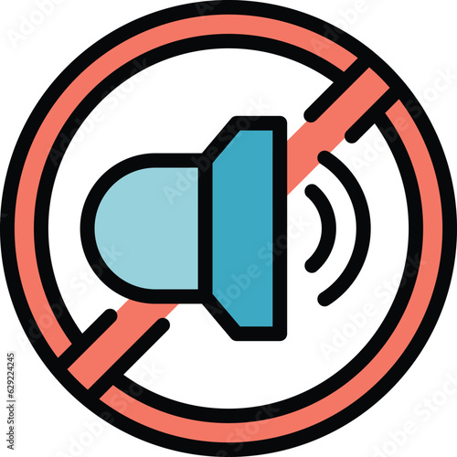 Earplugs silence icon outline vector. Auditory noise. Quiet protection color flat