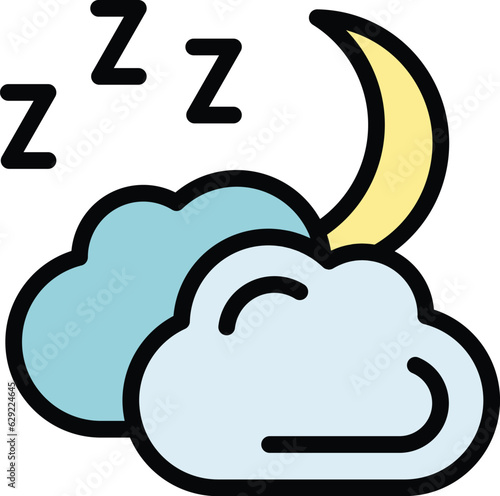 Sleep night icon outline vector. Good dream. Healthy rest color flat