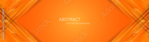 Orange abstract background with golden glowing lines with free space for design. modern technology innovation concept background
