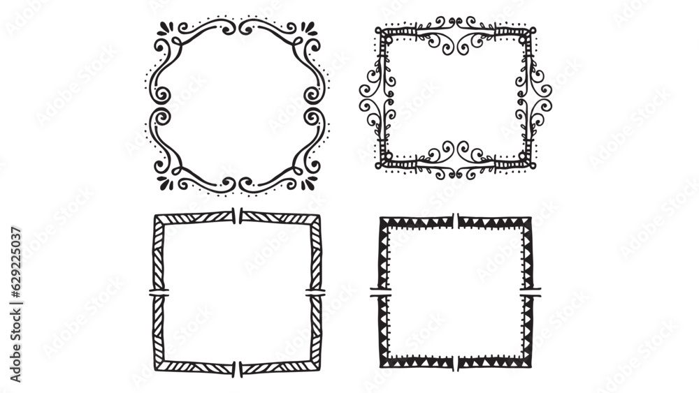 Vintage frames. Abstract banners with ornamental and floristic elements.