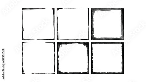Vector illustration. Set of 6 frames in grunge style.