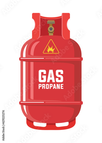 red color propane gas cylinder isolated on white background