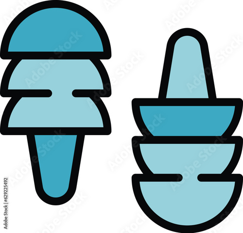 Listen earplugs icon outline vector. Ear quite. Auditory noise color flat