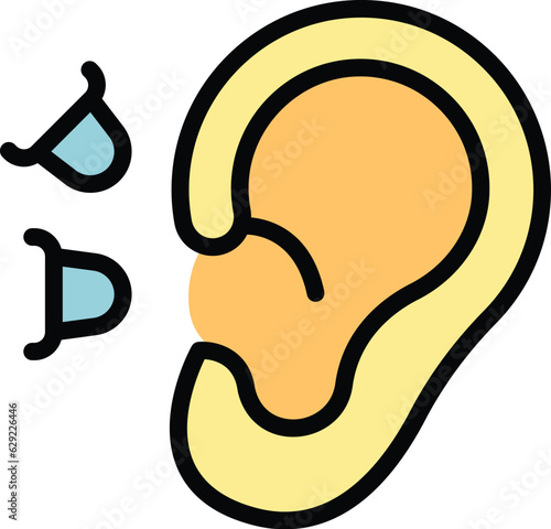 Earplugs control icon outline vector. Noisy protect. Noise auditory color flat